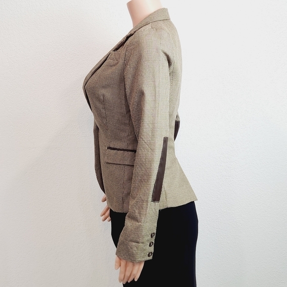 Paper Tee Small Plaid Cropped Jacket Brown Size: S - Picture 6 of 11